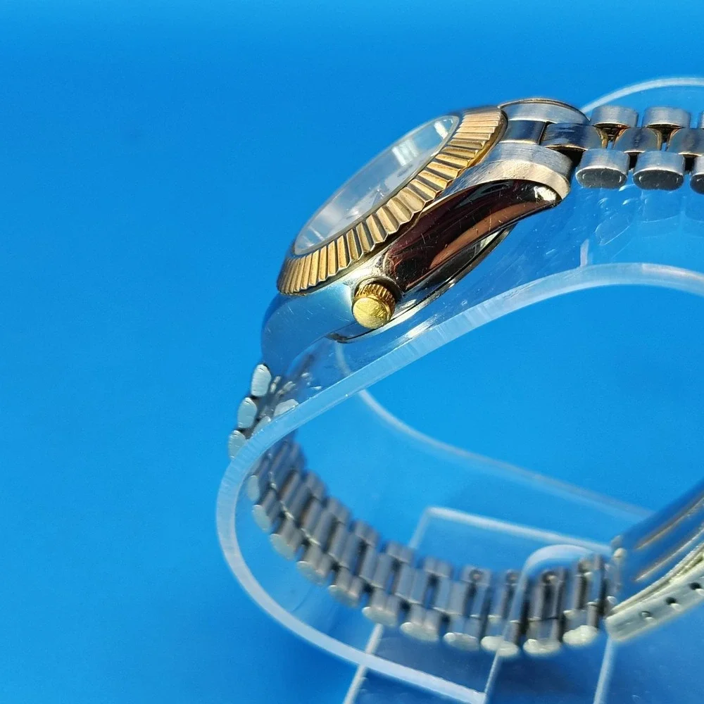 Vintage 2001 Timex Indiglo Presidential Date 25mm Women's Two Tone‎ Quartz Watch